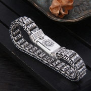 925실버도은 20CM 육자진언 만트라 불교 팔찌  J713