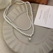 프랑스 복고풍 더블 레이어 다이애나 진주 목걸이 S905