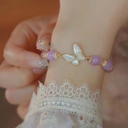 자수정 싱글 레이어 나비 팔찌  S918