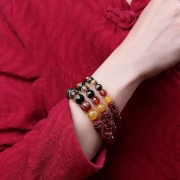 8mm  경면주사 비휴 황재신 부적 염주 팔찌  s924