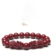 8mm  경면주사 쌍 비휴 부적 염주 팔찌  s926