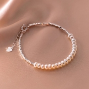 925은 내추럴 펄 브로큰 실버 진주 팔찌 혼주 j953