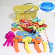 (낚시왕) 73p 자석 낚시놀이 물고기 낚싯대5p 튜브 바스켓