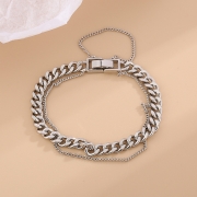 복고풍 더블 레이어 앵클릿 티타늄체인 팔찌 s973