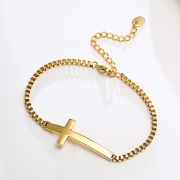 앵클릿 크로스 박스 티타늄 골드 체인 십자 팔찌 s981