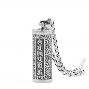 990은도금 관세음보살 육자진언 목걸이 부적 경전 메모 보관 s989