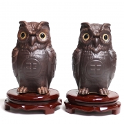 생기도자기 14.5cm  2마리  부엉이 수맥파차단 재물복 소금단지 삼족두꺼비 액막이명태 풍수