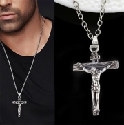 ip압축도금 크로스 십자가  실버체인 목걸이 s1186