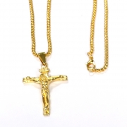 골드ip압축도금 써지컬 스틸 예수 십자 크로스 체인 목걸이 s1182(G)