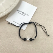 스네이크 매듭 블랙 팔찌 손작업 공예  패션 쥬얼리  행운 재물   s1226