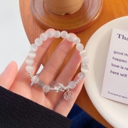 (부귀 길상 행복) 실버용귀 비휴 마노구슬염주 패션 팔찌  s1227