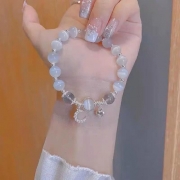 큐빅보석 백진주 달빛 비즈 팔찌  s1229