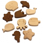 좋은나무로만든  자석 낚시놀이용  원목 물고기 10마리