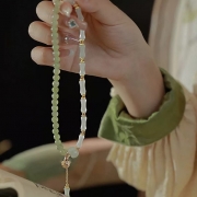 미르보석  대나무잎 호박 두겹 팔찌  s332