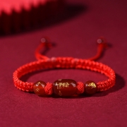 (쥐띠) 홍마노 레드로프 손으로짠  매듭 팔찌  평안 행복 길상 행운 소원성취 부적 s1307