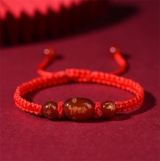 (범띠) 홍마노 레드로프 손으로짠  매듭 팔찌  평안 행복 길상 행운 소원성취 부적 s1309
