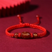(토끼띠) 홍마노 레드로프 손으로짠  매듭 팔찌  평안 행복 길상 행운 소원성취 부적 s1310