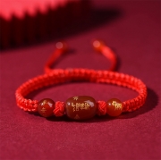 (양띠) 홍마노 레드로프 손으로짠  매듭 팔찌  평안 행복 길상 행운 소원성취 부적 s1314