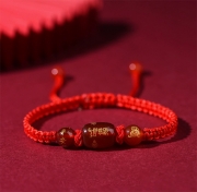 (원숭이띠) 홍마노 레드로프 손으로짠  매듭 팔찌  평안 행복 길상 행운 소원성취 부적 s1315