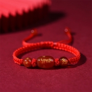 (개띠) 홍마노 레드로프 손으로짠  매듭 팔찌  평안 행복 길상 행운 소원성취 부적 s1317