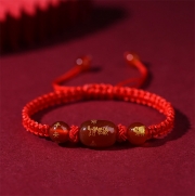 (돼지띠) 홍마노 레드로프 손으로짠  매듭 팔찌  평안 행복 길상 행운 소원성취 부적 s1318