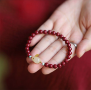 6mm 터키석 보라금사 해피래빗 비즈 팔찌  s476