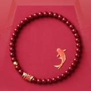 8mm 터키석 보라금사 물고기 비즈 팔찌  s489