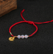 브레이슬릿 마노 레드로프 손으로짠  매듭 팔찌  평안 행운 소원성취   s509