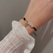 브레이슬릿  마노 블랙로프 손으로짠  매듭 팔찌  평안 행운 소원성취   s510