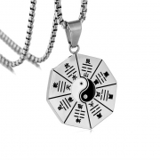 s368(실버) 다이어그램 티타늄 태극 팔괘 팬던트 키링 목걸이