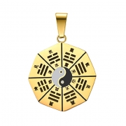 s482(골드) 다이어그램 티타늄 태극 팔괘 팬던트 키링 목걸이