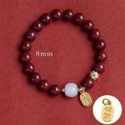 8mm  부귀와 행운을 불러오는 귀한 붉은 진사석 팔찌 경면주사 소원 염주부적   s743