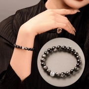 8mm  999은볼 육자진언 염주 은요석 행운 부적 팔찌  s633