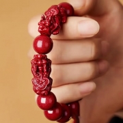 12mm  귀한 붉은 경면주사 쌍비휴 염주 팔찌 삼재 금전운 행운 소원성취   s786