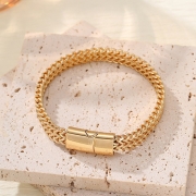 19cm 아이리스 골드 써지컬스틸 체인 팔찌  자석결합고리   S760