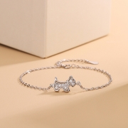 s925백금색 테일러 지르코니아보석 애견 강아지 팔찌 655