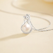 s925은소재 이본 진주 목걸이  카라비안체인   s658