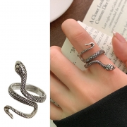 페렝 파이썬링 스네이크 뱀 반지 백은색  S166