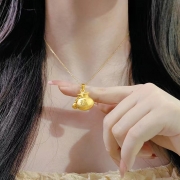 미르보석  목걸이 스냅체인  황금 복주머니 행운 재물 부적   S571