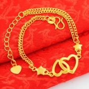 미르보석   팔찌 여성 체인 볼륨하트 써지컬 레이어드 플랫    S572