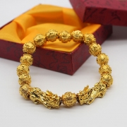 미르보석  황금 쌍 비휴 팔찌 육자진언 염주  s573