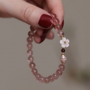 미르보석  복숭아꽃 팔찌 비즈염주 패션주얼리   s578