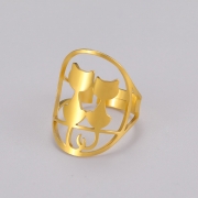 미르보석 두마리 고양이 행운 반지 써지컬스틸 진공도금  주얼리 반지  s1287