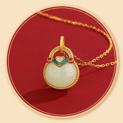 미르보석  s925 상감화전옥 복가방 목걸이  핸드메이드 주얼리 목걸이  s1134