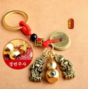 미르보석 놋쇠 자동차 열쇠고리 차키링 비휴 태극팔괘 조롱박 경면주사  불교용품   s444