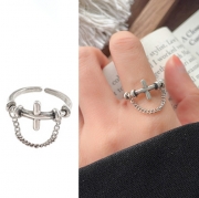 미르보석  십자가 반지  체인 크로스 링 기도손 주기도문 주얼리 반지  s1385