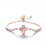 미르보석  루비다이아몬드 팔찌 네잎 클로버 골드 주얼리 팔찌   s1398