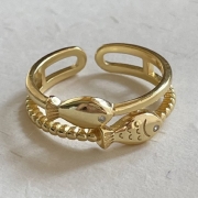 미르보석  s925순은  물고기 반지  실버 주얼리  반지   1403