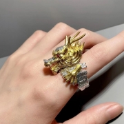 미르보석 금빛 황금 용반지  빅사이즈 킹드레곤 골드링  주얼리 반지  s1425