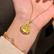 미르보석 황금 포대화상 에너지 펜던트 대복 행운 액막이 주얼리 목걸이  s1431